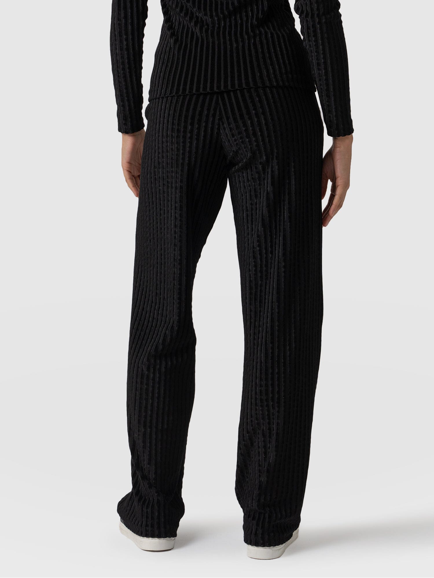 Apartment Pant Black Stripe Velvet - Women's Trousers | Saint + Sofia® USA